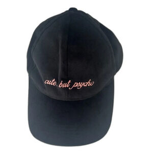 David & Young‎ Black Velvet "Cute, but Psycho" Baseball Cap Velcro